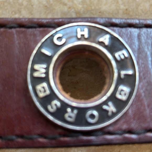MICHAEL KORS Brown leather belt, monogram metal grommets & buckle. VTG S main image 7